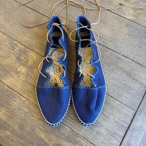 Tory Burch Espadrille Ballet Flats Sonoma Gillie Size 11M Leather Summer Lace Up